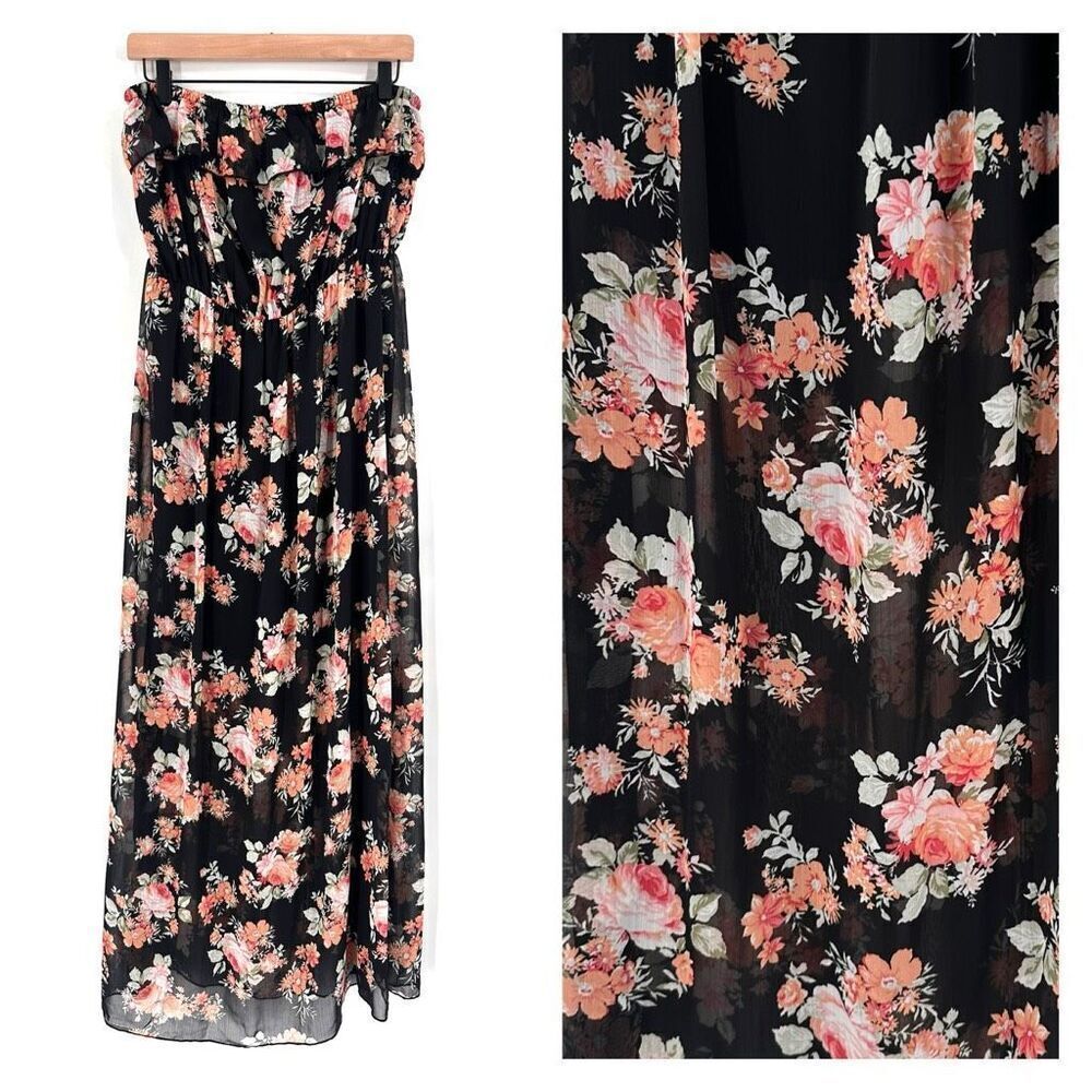 NWT No Boundaries Semi-Sheer Strapless Maxi Dress Size XL Fairycore Whimsigoth‎